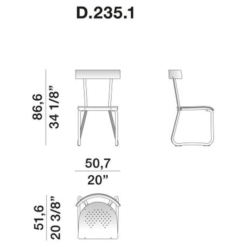 Дизайнерский стул из алюминия Gio Ponti D.235.1 Chair в Ульяновске