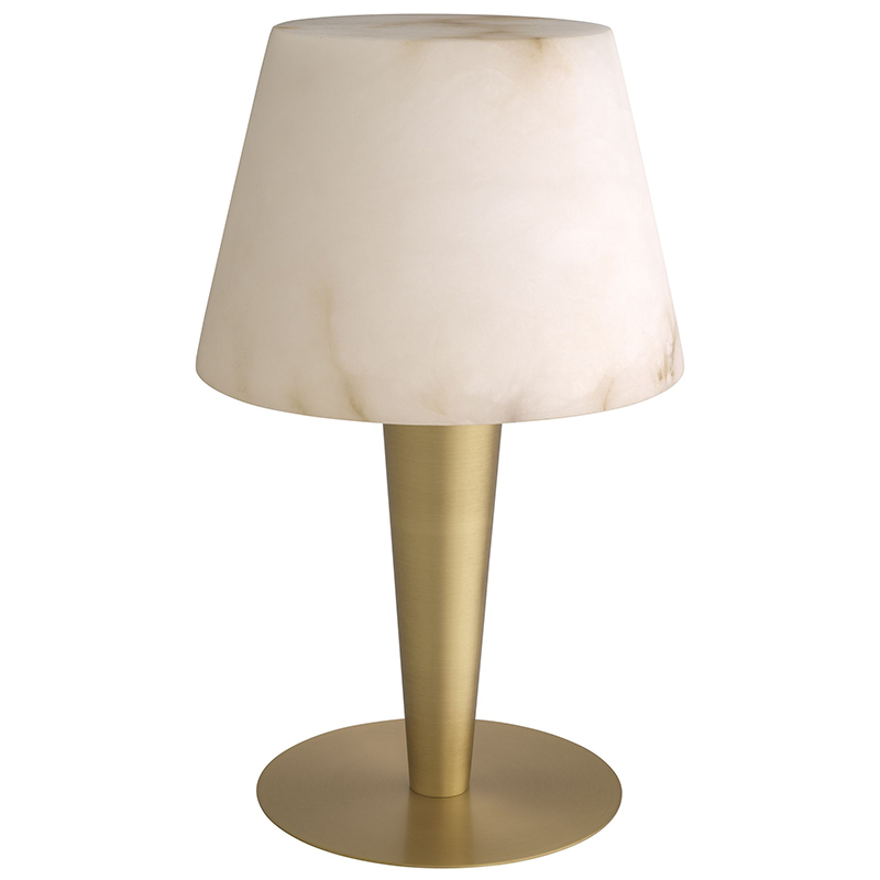 Настольная лампа Eichholtz Table Lamp Scarlette Бежевый Белый Мрамор Bianco Латунь в Ульяновске | Loft Concept 