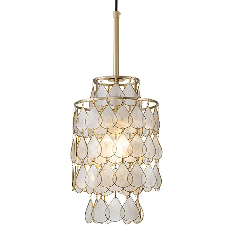 Подвесной светильник с декором из натуральной морской ракушки Iridescent Light Золотой Перламутровый в Ульяновске | Loft Concept 