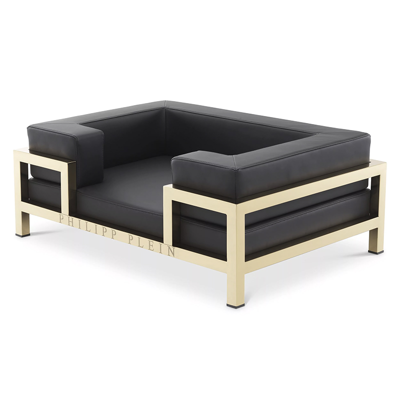 Лежанка для домашних животных Philipp Plein Dogbed High Conic L Gold Черный Золотой в Ульяновске | Loft Concept 