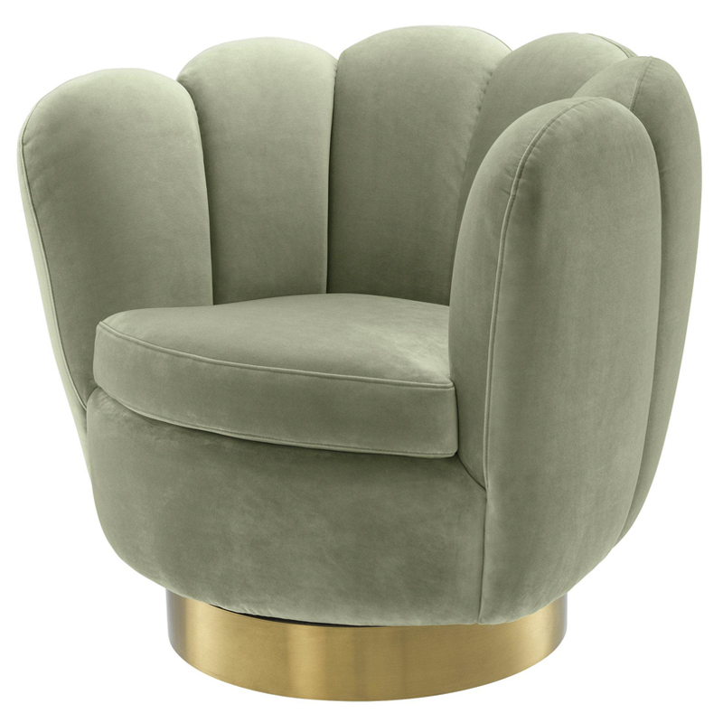 Кресло Eichholtz Swivel Chair Mirage pistache green Зеленый шалфей Матовая латунь в Ульяновске | Loft Concept 