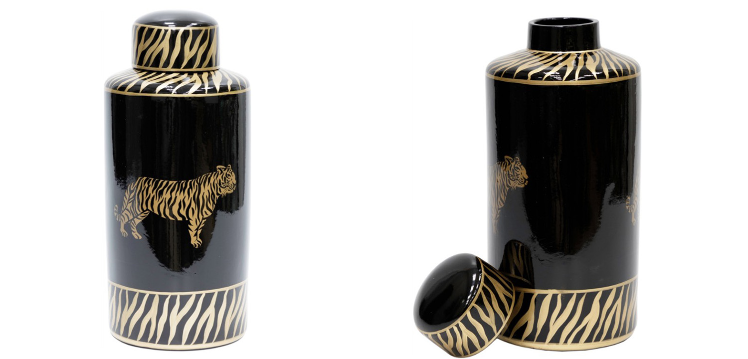 Ваза Tiger Vase black and gold - фото №1