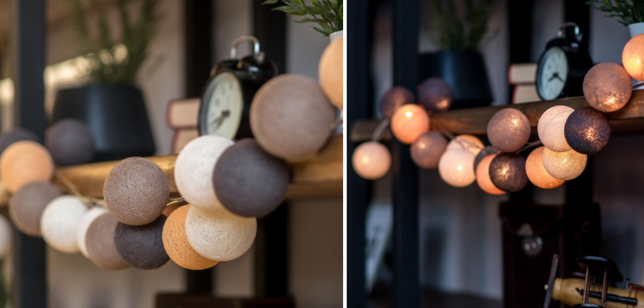Гирлянда хлопковые фонарики Сotton Ball Clay - Loft-Concept в Ульяновске