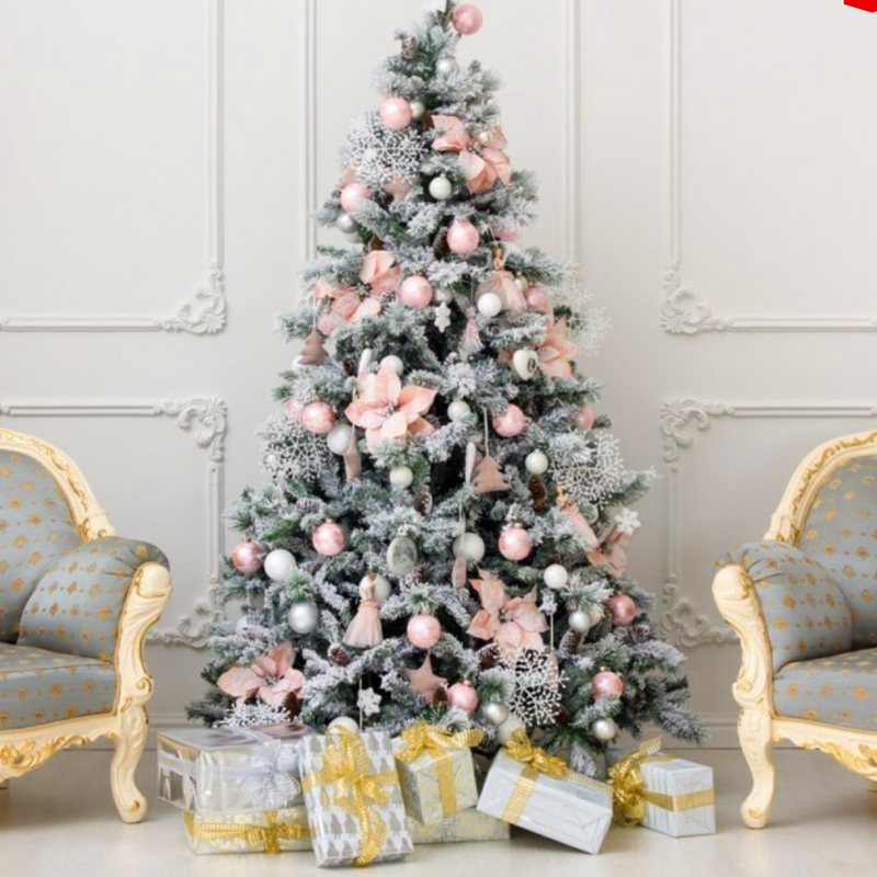 Ель Дизайнерская Розовый декор Christmas Tree Black Pink Fowers Розовый Белый Зеленый в Ульяновске | Loft Concept 