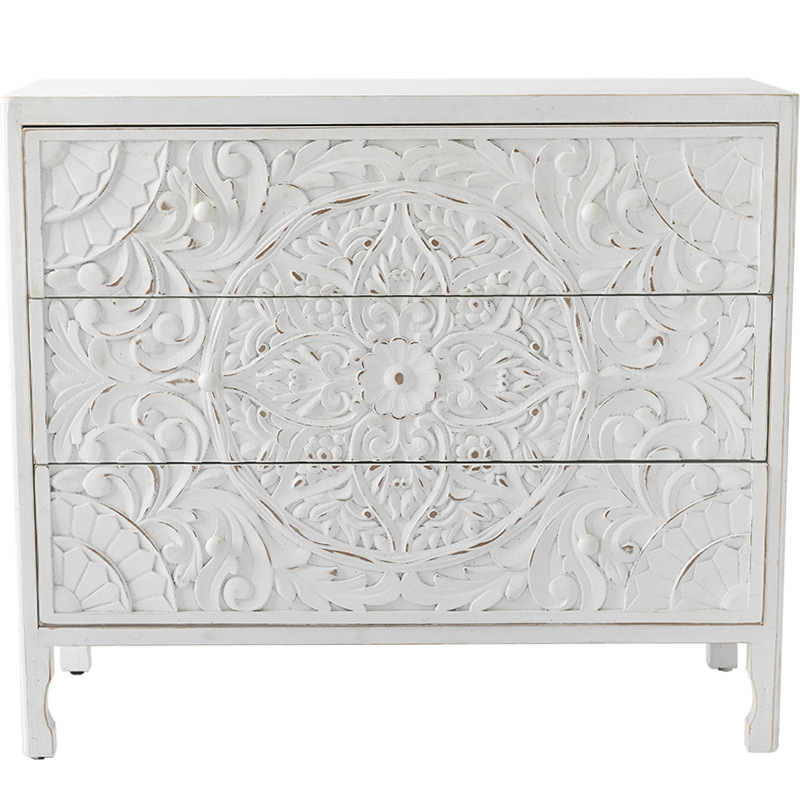 Комод с резным декорированным фасадом Matsi Provence Chest of Drawers Белый Белый в Ульяновске | Loft Concept 