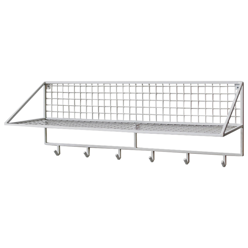 Вешалка с полкой Rhian Industrial Metal Rust Shelf White Белый в Ульяновске | Loft Concept 