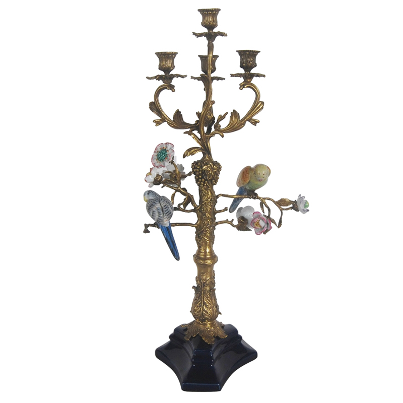 Подсвечник Parrots on a Bronze Tree Candlestick Бронза Мульти в Ульяновске | Loft Concept 