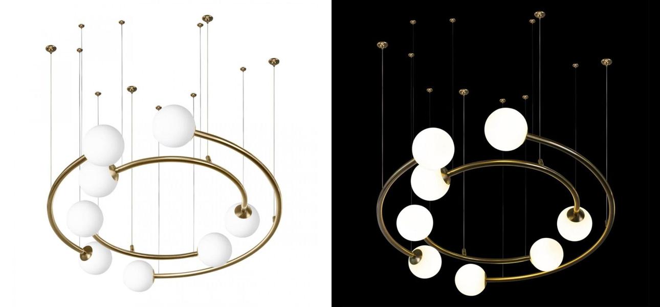 Дизайнерская Модульная Люстра PLANETARY two rings Gold 80 см - фото №1