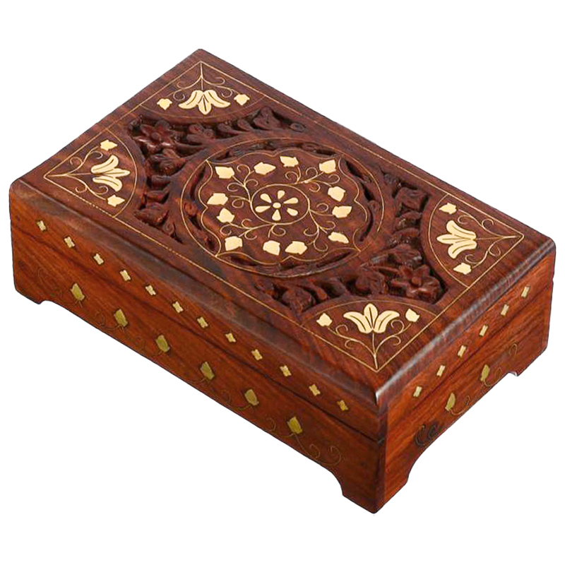 Шкатулка Pallvi Indian Inlay Box Коричневый в Ульяновске | Loft Concept 