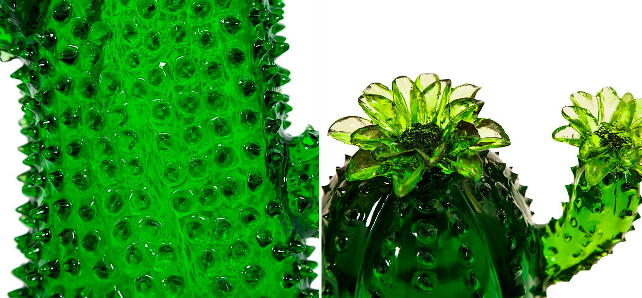 Фигурка кактус зеленый стекло Louis - фото