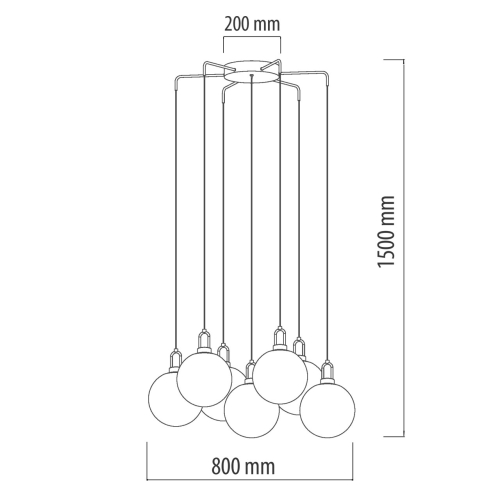 Люстра с 7-ю плафонами из прозрачного стекла в форме шара Orb Cascade  в Ульяновске