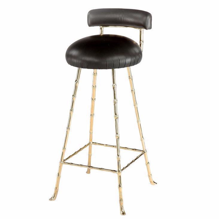 Барный стул High Upholstered Bar Stool Глянцевое золото Черный в Ульяновске | Loft Concept 