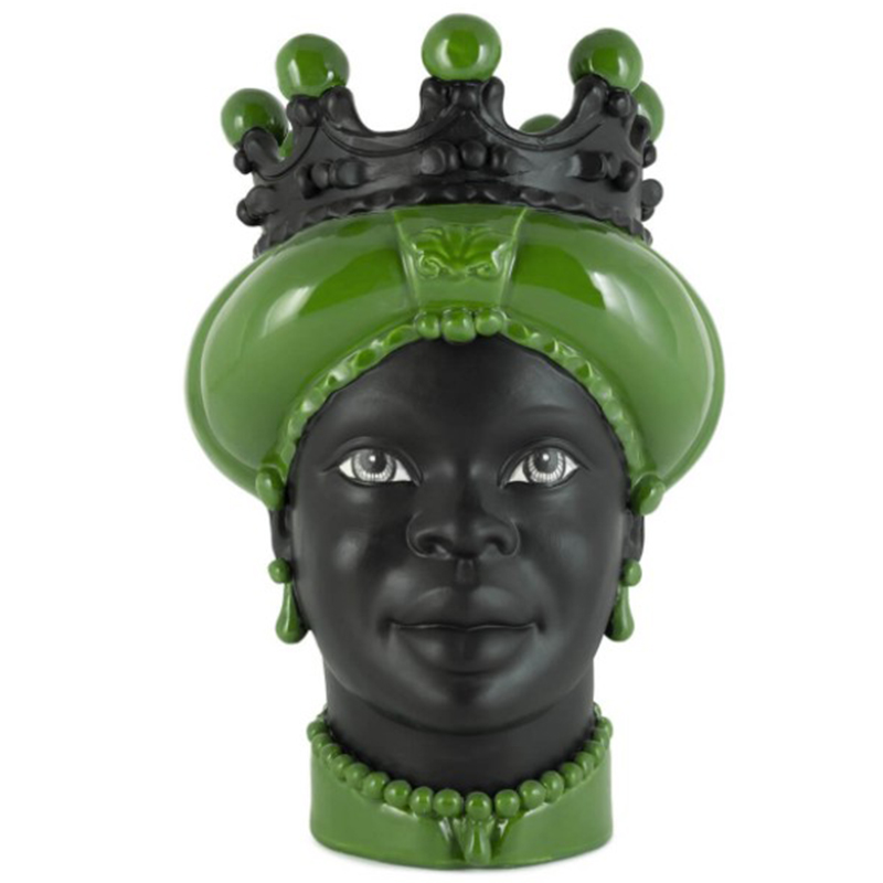 Ваза VASE MORO LADY CROWN DARK light green Черный Зеленый в Ульяновске | Loft Concept 