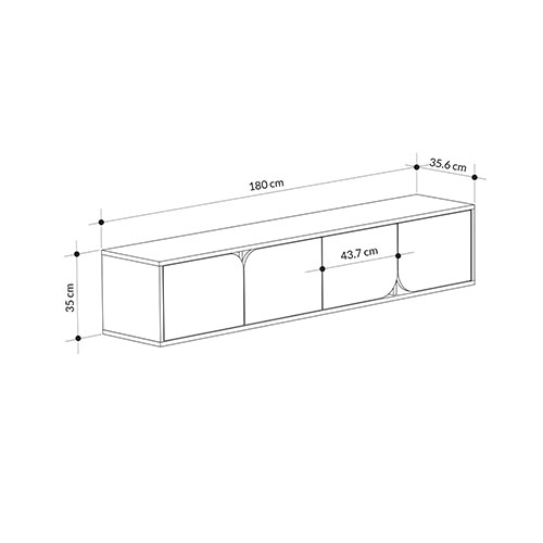 ТВ-тумба подвесная цвета древесины с 4-мя темно-серыми дверцами SPARK TV STAND OAK ANTHRACITE в Ульяновске