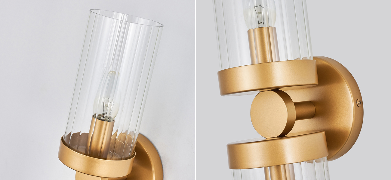 Бра с плафонами из рельефного стекла BEAM OF LIGHT 2 лампы - фото