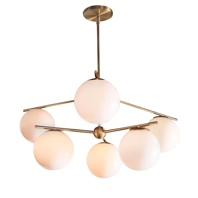 Люстра Sphere Stem 6-Light Chandelier Bronze Латунь Белый в Ульяновске | Loft Concept 