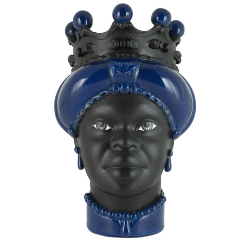 Ваза VASE MORO LADY CROWN DARK blue Черный Синий в Ульяновске | Loft Concept 