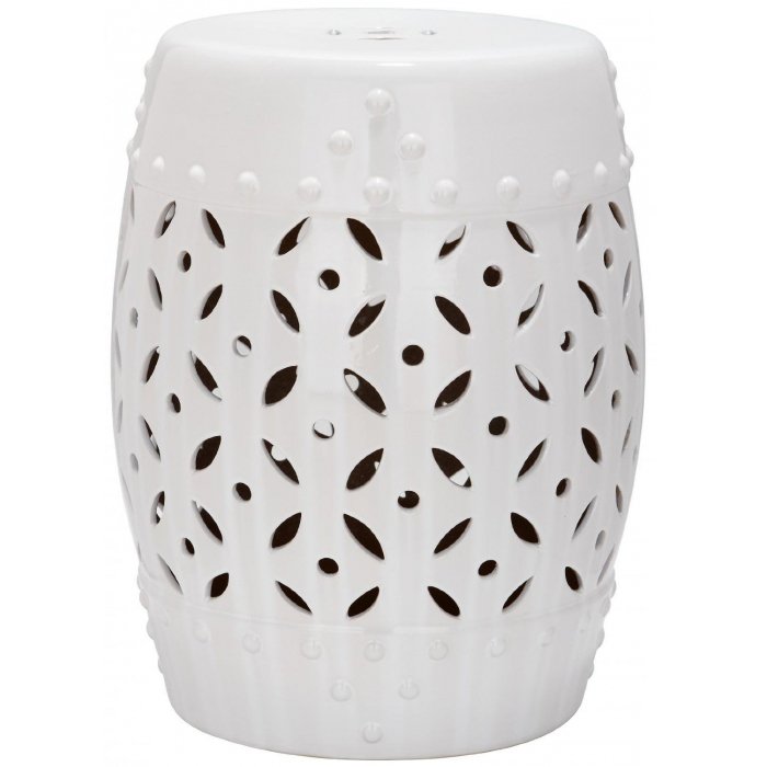 Керамический табурет Coin Lattice Garden Stool - White Белый в Ульяновске | Loft Concept 