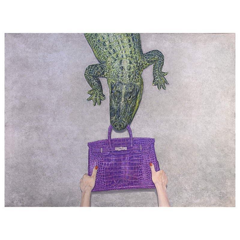 Картина Gator Birkin Hands Серый Фиолетовый Зеленый Красный в Ульяновске | Loft Concept 