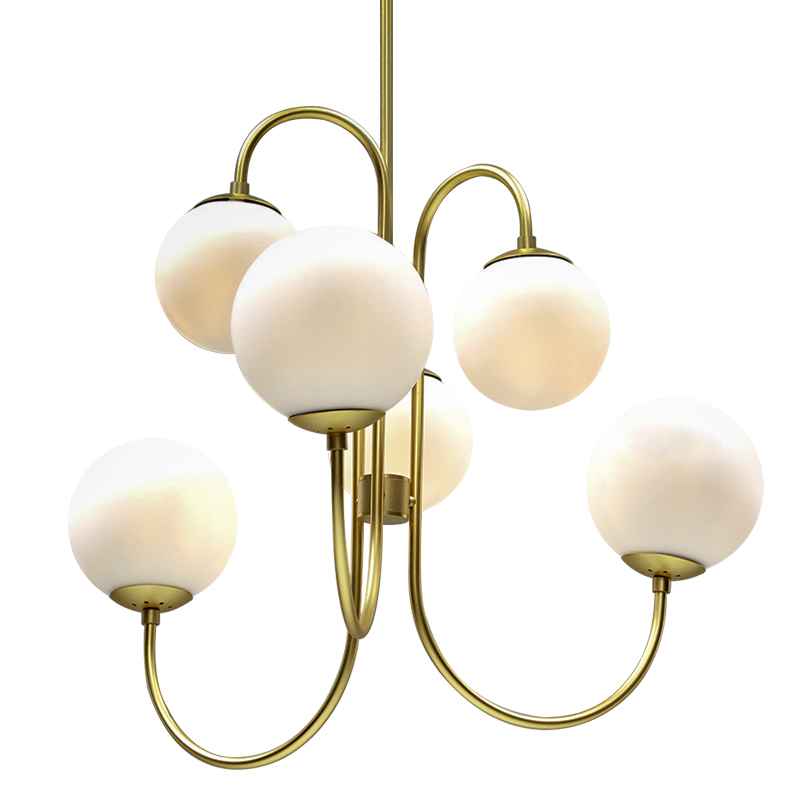 Люстра Gooseneck Pelle Gold Chandelier Белый Золотой в Ульяновске | Loft Concept 