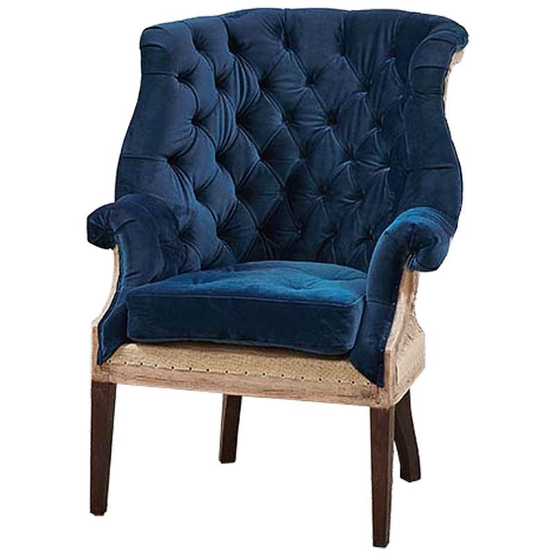 Кресло Gamilton Armchair Blue Синий Коричневый в Ульяновске | Loft Concept 