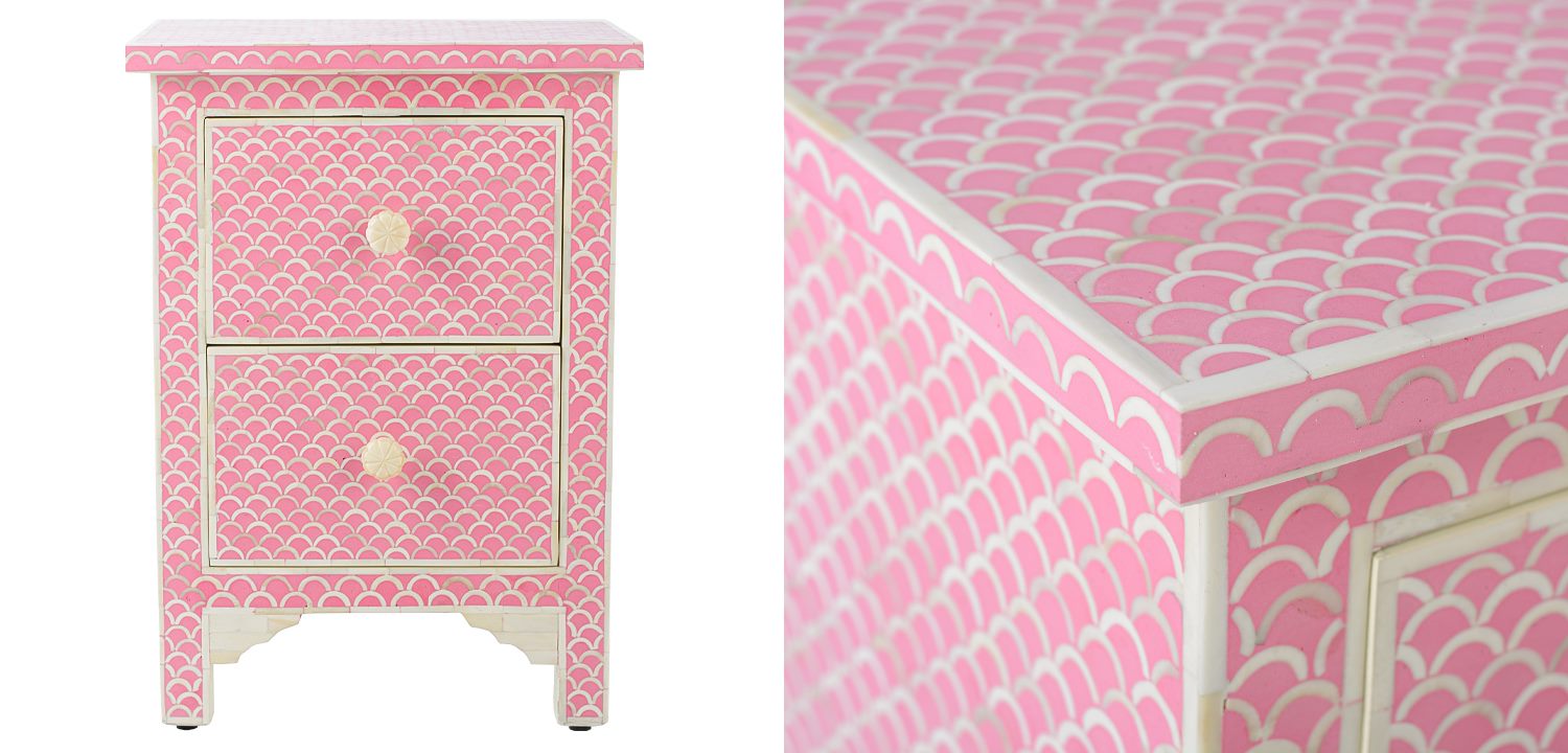 Тумбочка Pink Indian Bone Inlay nightstand - фото