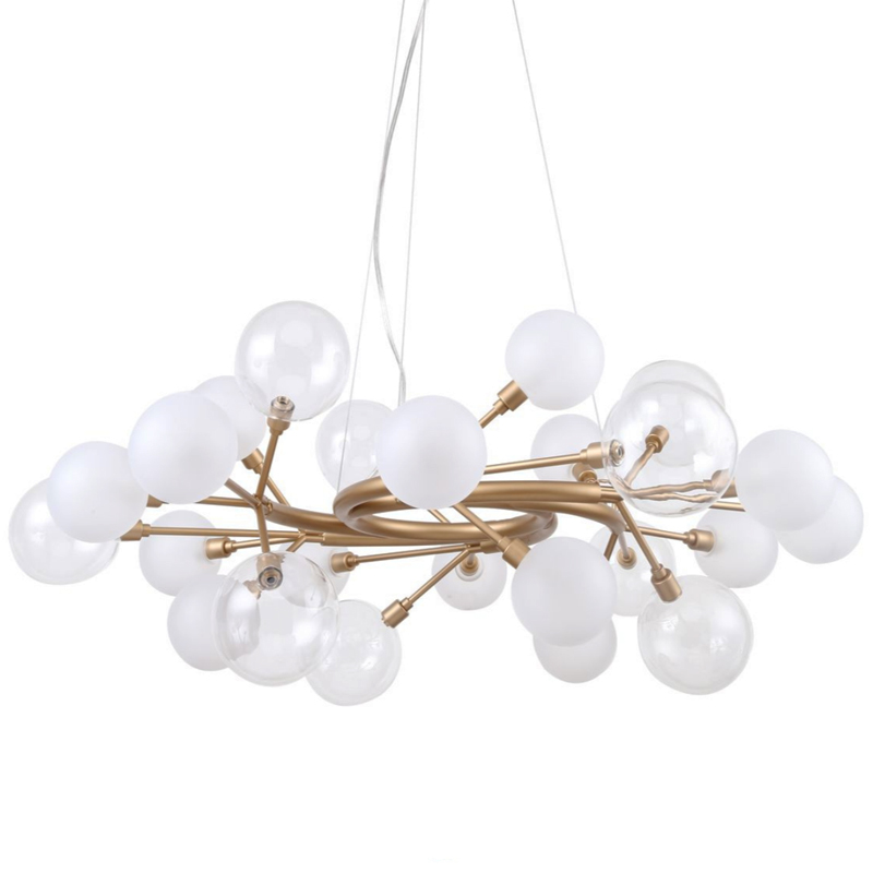 Люстра Berries Chandelier White 85 матовое золото Прозрачный Прозрачный белый в Ульяновске | Loft Concept 