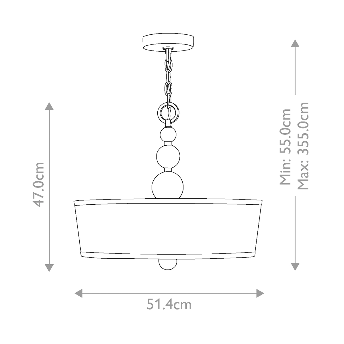 Люстра подвесная с белым тканевым цилиндрическим абажуром и декоративными шарами Hinkley в Ульяновске