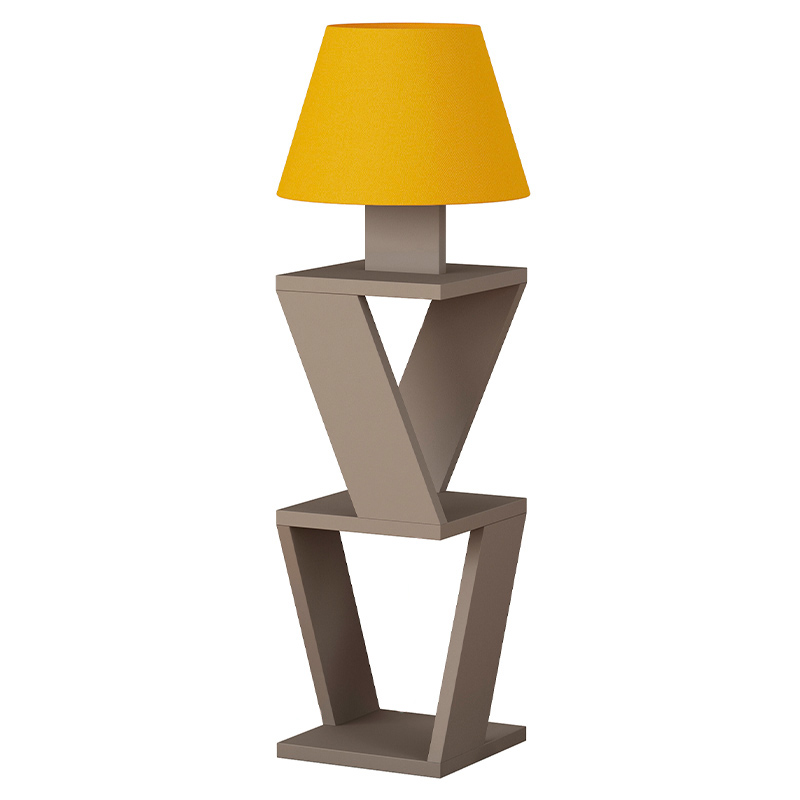 Торшер бежевый с каркасом с 2-мя полками и тканевым абажуром KOZENA SIDE FLOOR LAMP Бежевый Торшер бежевый с каркасом с 2-мя полками и тканевым абажуром KOZENA SIDE FLOOR LAMP Бежевый в Ульяновске | Loft Concept