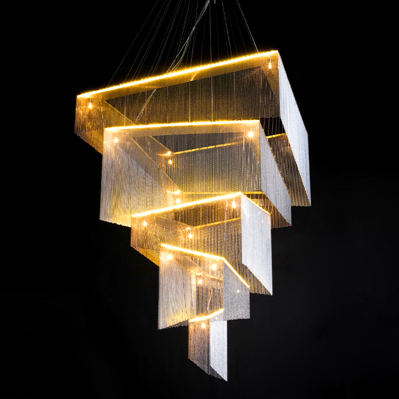 Люстра Золотые цепочки Willowlamp Geometric Storm Gold Золотой в Ульяновске | Loft Concept 