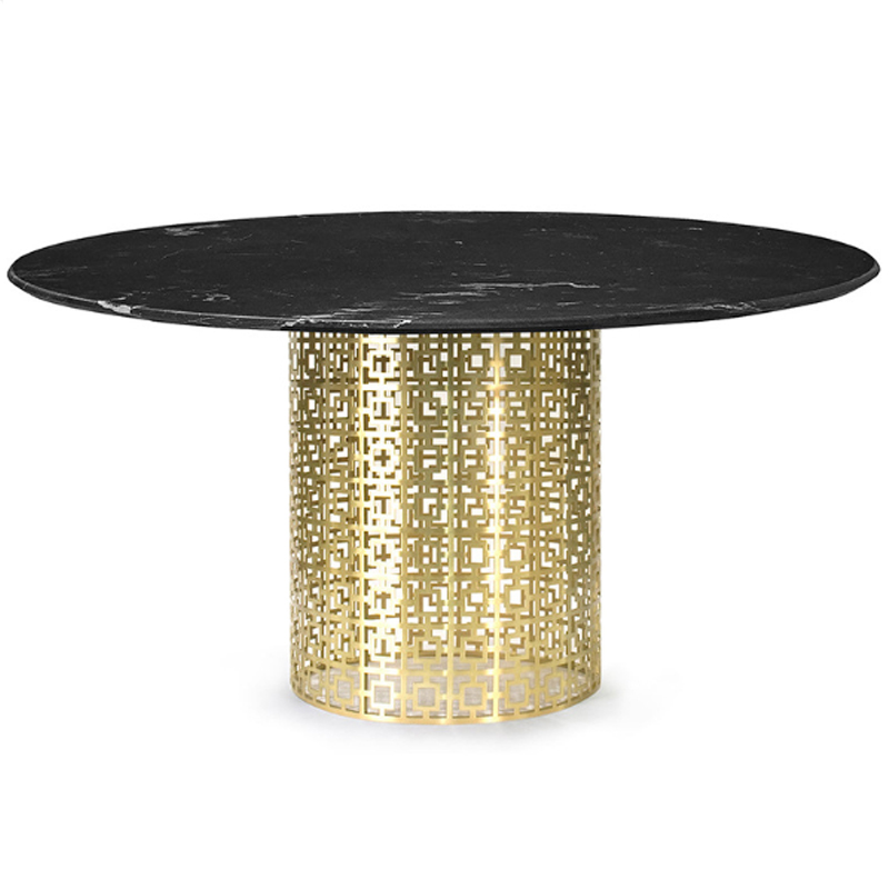 Обеденный стол Jonathan Adler Nixon Dining Table Черная столешница мрамор Золотой Черный Мрамор Nero в Ульяновске | Loft Concept 