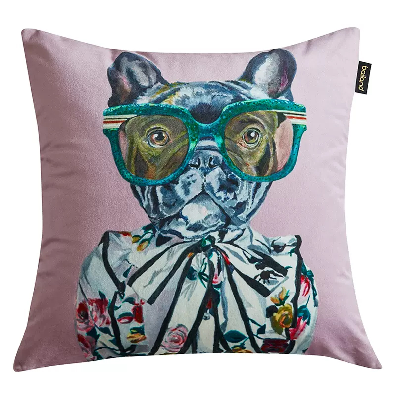 Декоративная подушка Стиль Gucci Dog Fashion Animals Cushion Lilac Мульти Сиреневый в Ульяновске | Loft Concept 