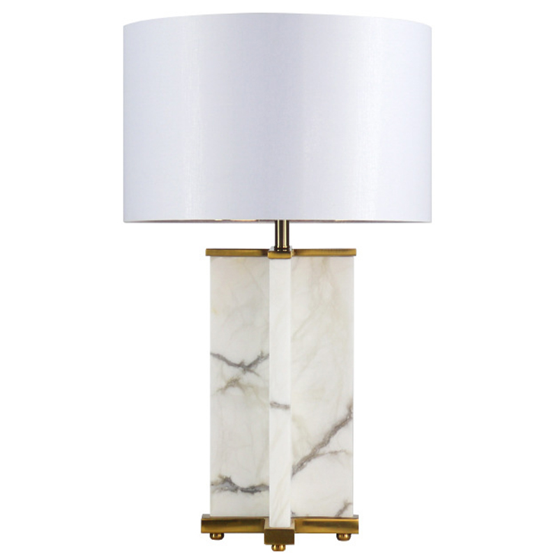 Настольная лампа Cecily Marble Table Lamp Белый Белый Мрамор Bianco Латунь в Ульяновске | Loft Concept 