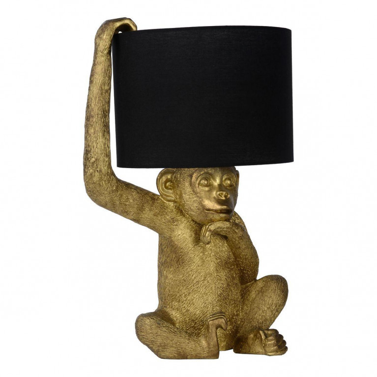 Настольная лампа с Золотой Обезьяной Monkey holding a lampshade Черный Золотой в Ульяновске | Loft Concept 