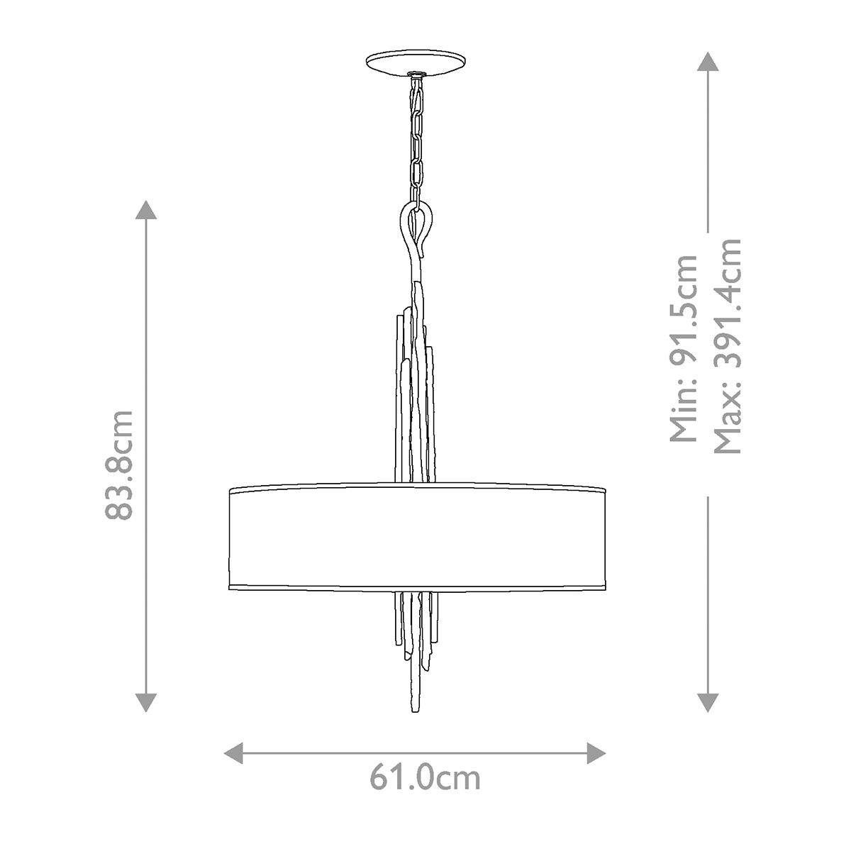 Люстра подвесная с широким белым текстильным абажуром и вертикальными декоративными элементами Hinkley в Ульяновске