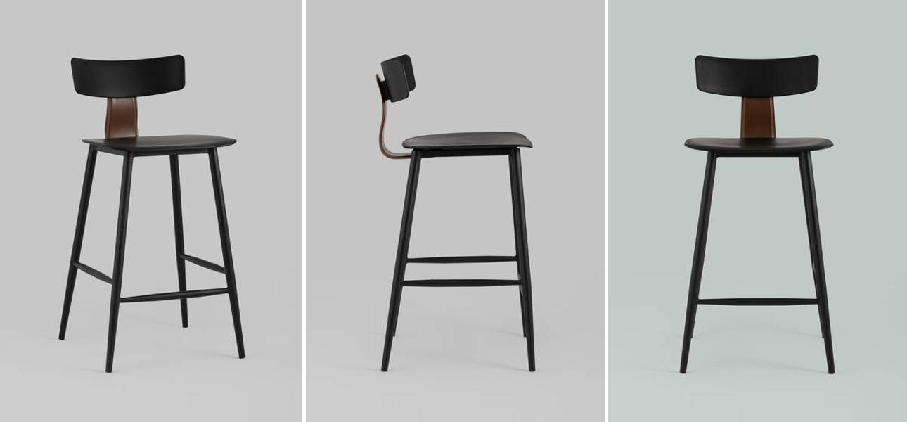 Стул Барный ANT Black Eco-Leather - фото