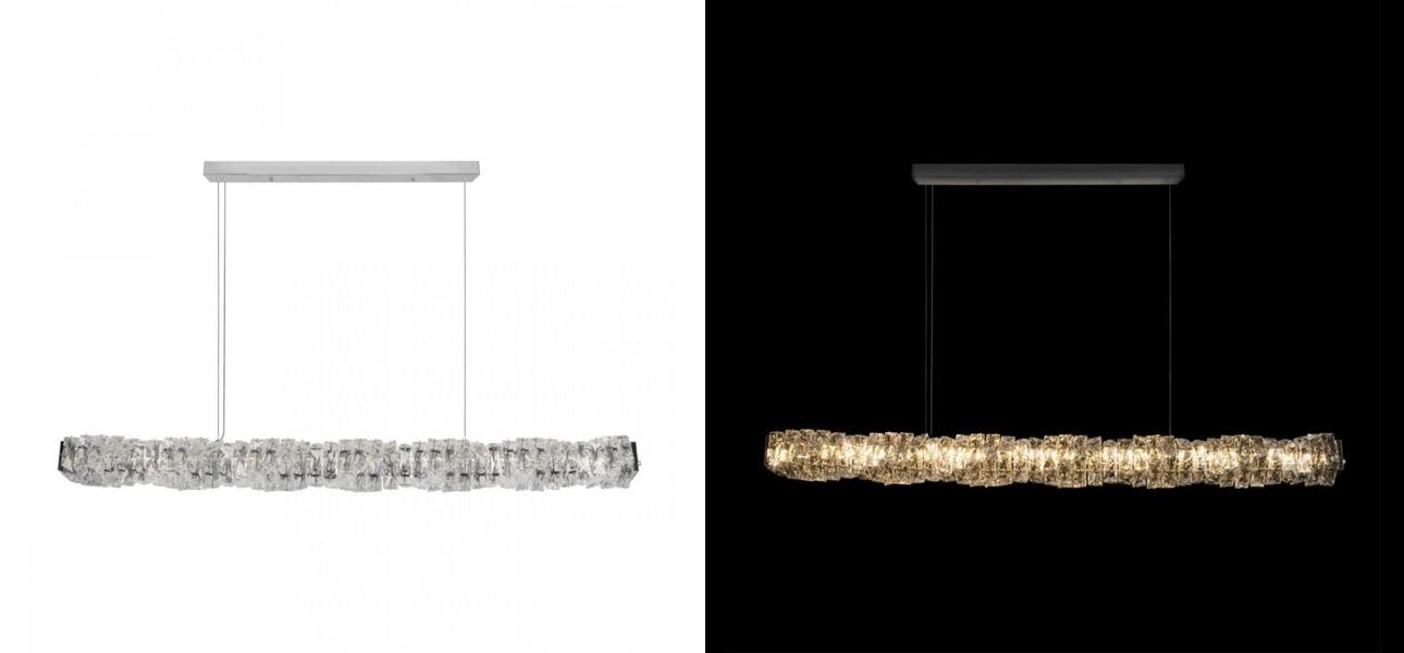 Хрустальная Люстра Long Transparent Cubes Серебро - фото