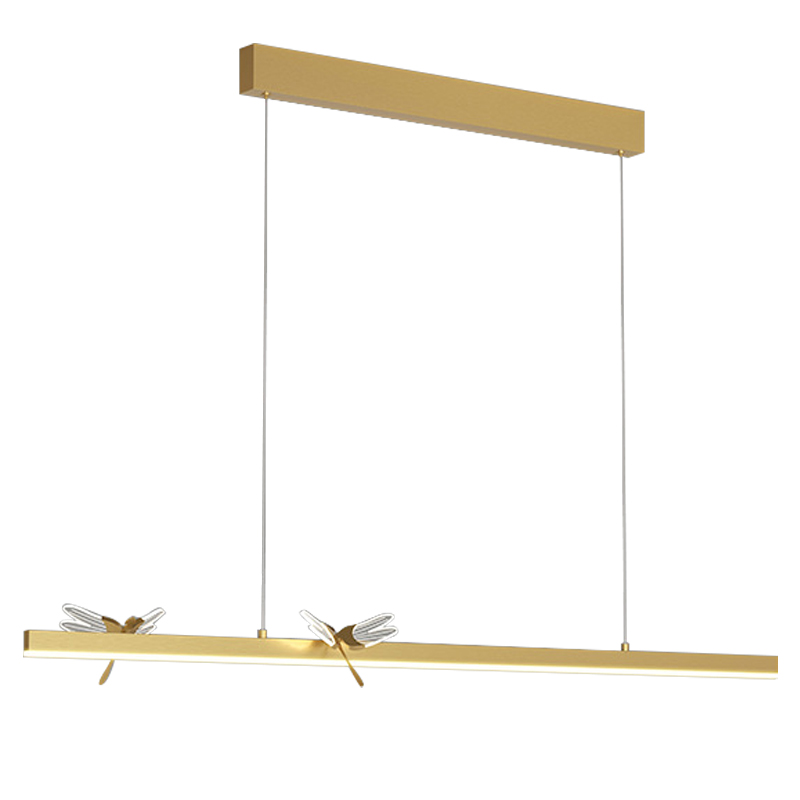 Линейный светильник со стрекозами Dragonfly Linear Chandelier Gold Золотой Прозрачный в Ульяновске | Loft Concept 