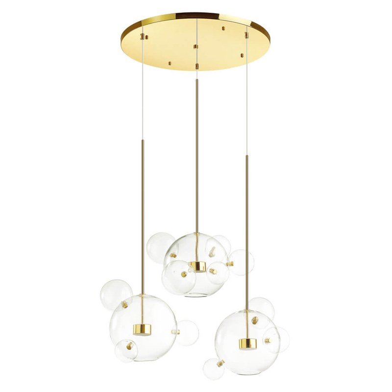 Люстра Transparent Bubble Chandelier Gold Circle Глянцевое золото Прозрачный в Ульяновске | Loft Concept 