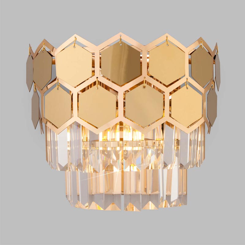 Бра Hanging Hexagon Moira Sconce gold Прозрачный (Transparent) Золотой в Ульяновске | Loft Concept 