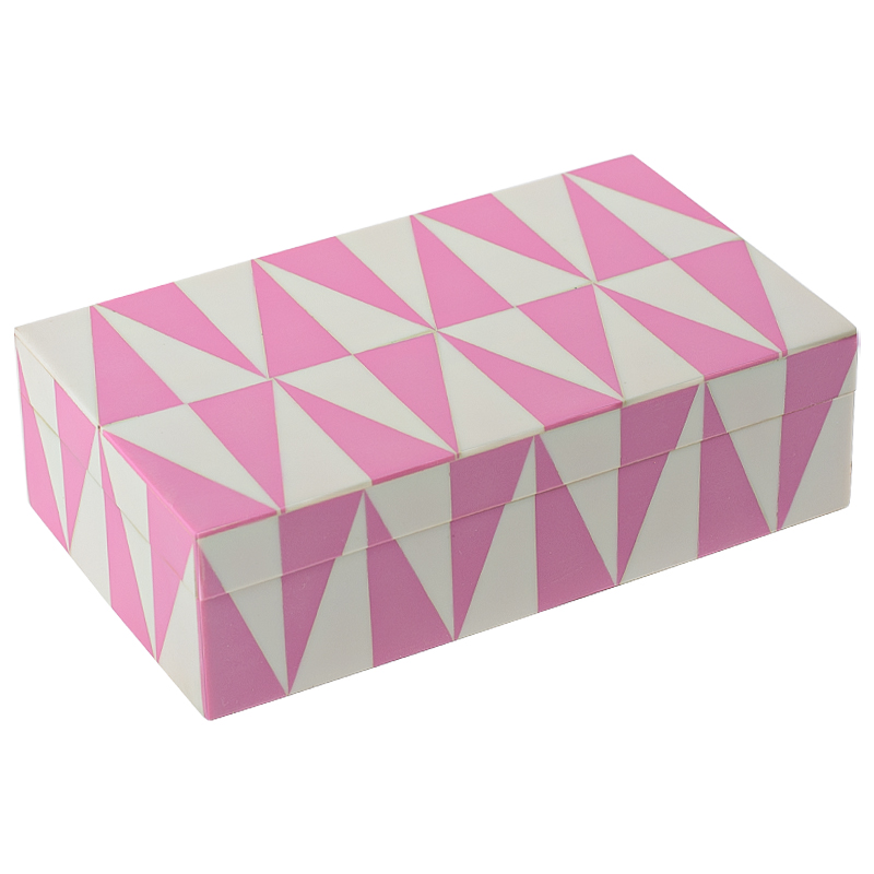 Шкатулка Pink Triangles Bone Inlay Box Розовый Белый в Ульяновске | Loft Concept 