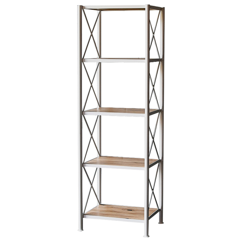 Стеллаж Pheobe White Industrial Metal Rust Rack Белый Древесина в Ульяновске | Loft Concept 