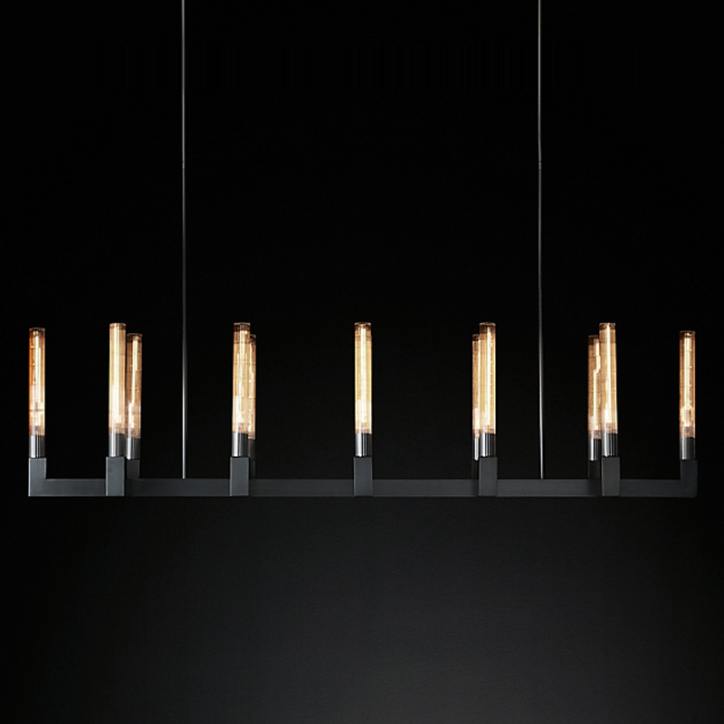 Люстра RH CANELLE Linear Chandelier 12 Modern Black Черный матовый в Ульяновске | Loft Concept 