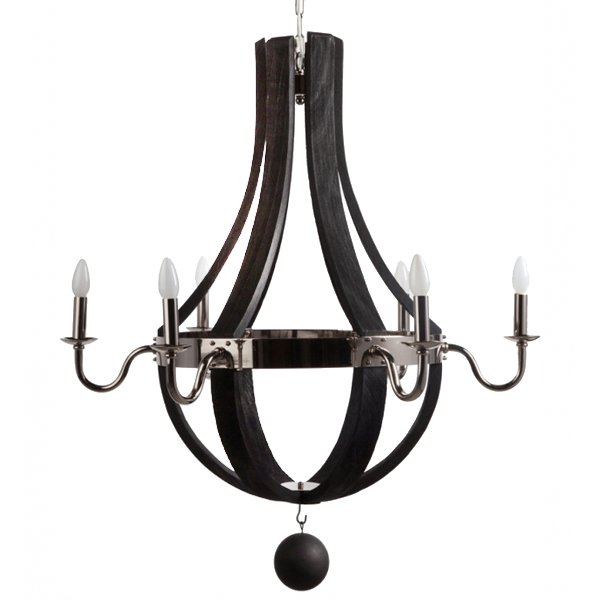 Люстра RH Wine Barrel chandelier Polished nickel Черный в Ульяновске | Loft Concept 