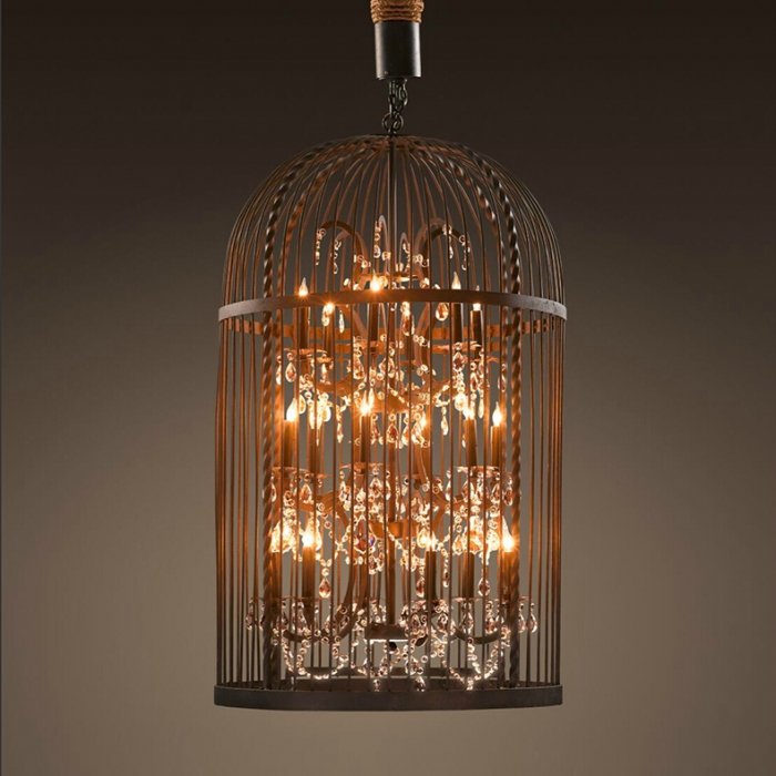 Люстра Steampunk Birdcage Chandelier Искусственная бурая ржавчина Черный в Ульяновске | Loft Concept 