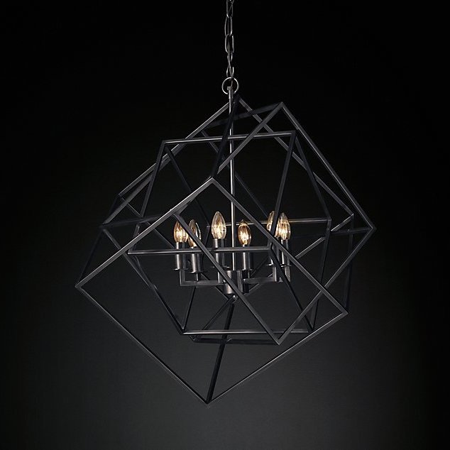 Люстра RH Caged Cubist Pendant black Черный в Ульяновске | Loft Concept 