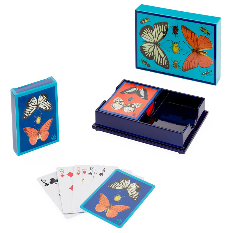 Игральные карты BOTANIST LACQUER CARD SET  Jonathan Adler Синий Голубой Мульти в Ульяновске | Loft Concept 