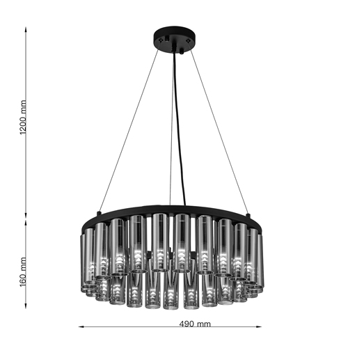 Люстра со стеклянными цилиндрическими плафонами Luminous Cylinders Smoky Round в Ульяновске