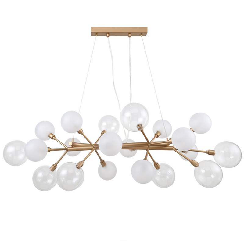 Люстра Berries Chandelier Rectangle White 100 матовое золото Прозрачный Прозрачный белый в Ульяновске | Loft Concept 