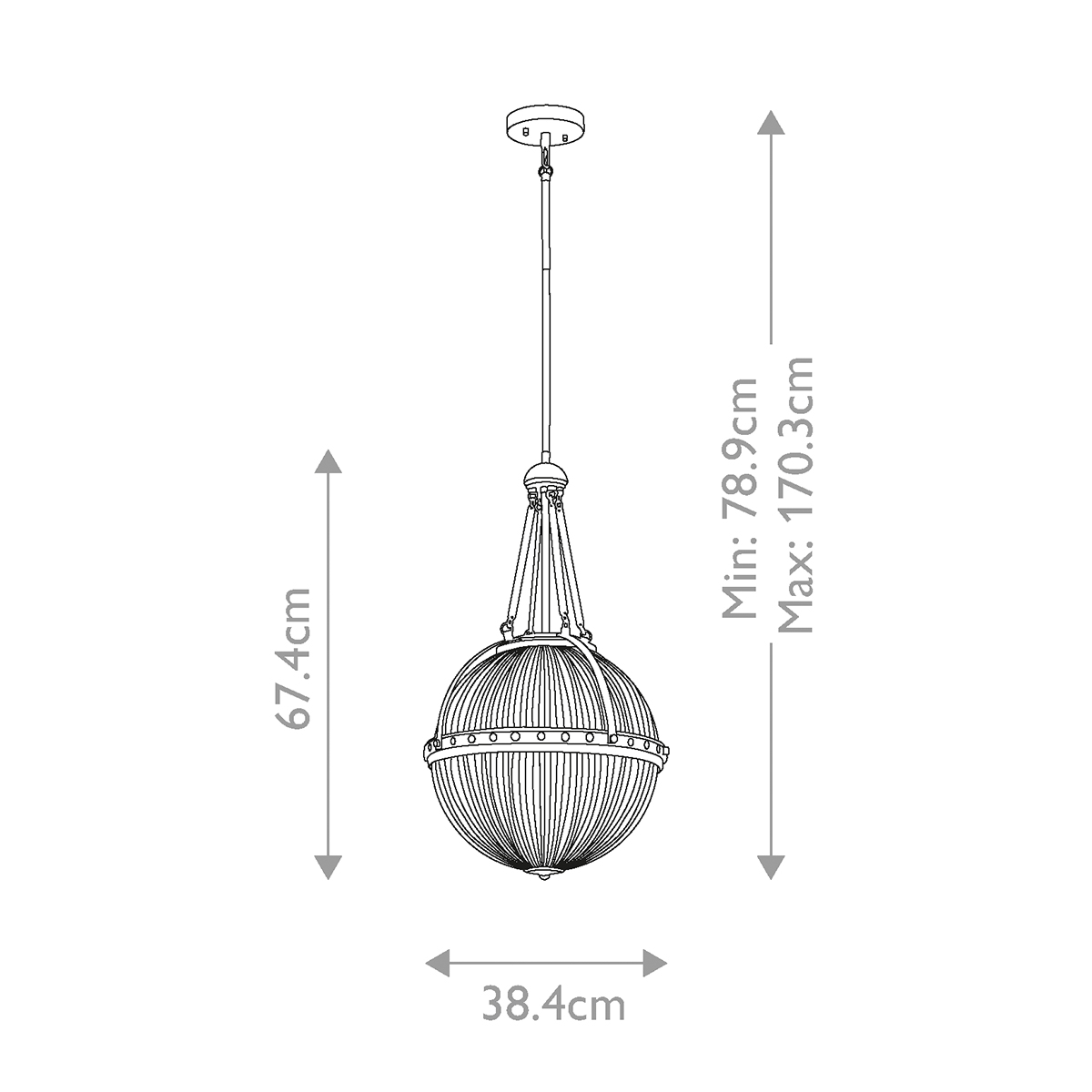 Подвесной светильник с рифленым стеклянным плафоном в форме шара Kichler в Ульяновске